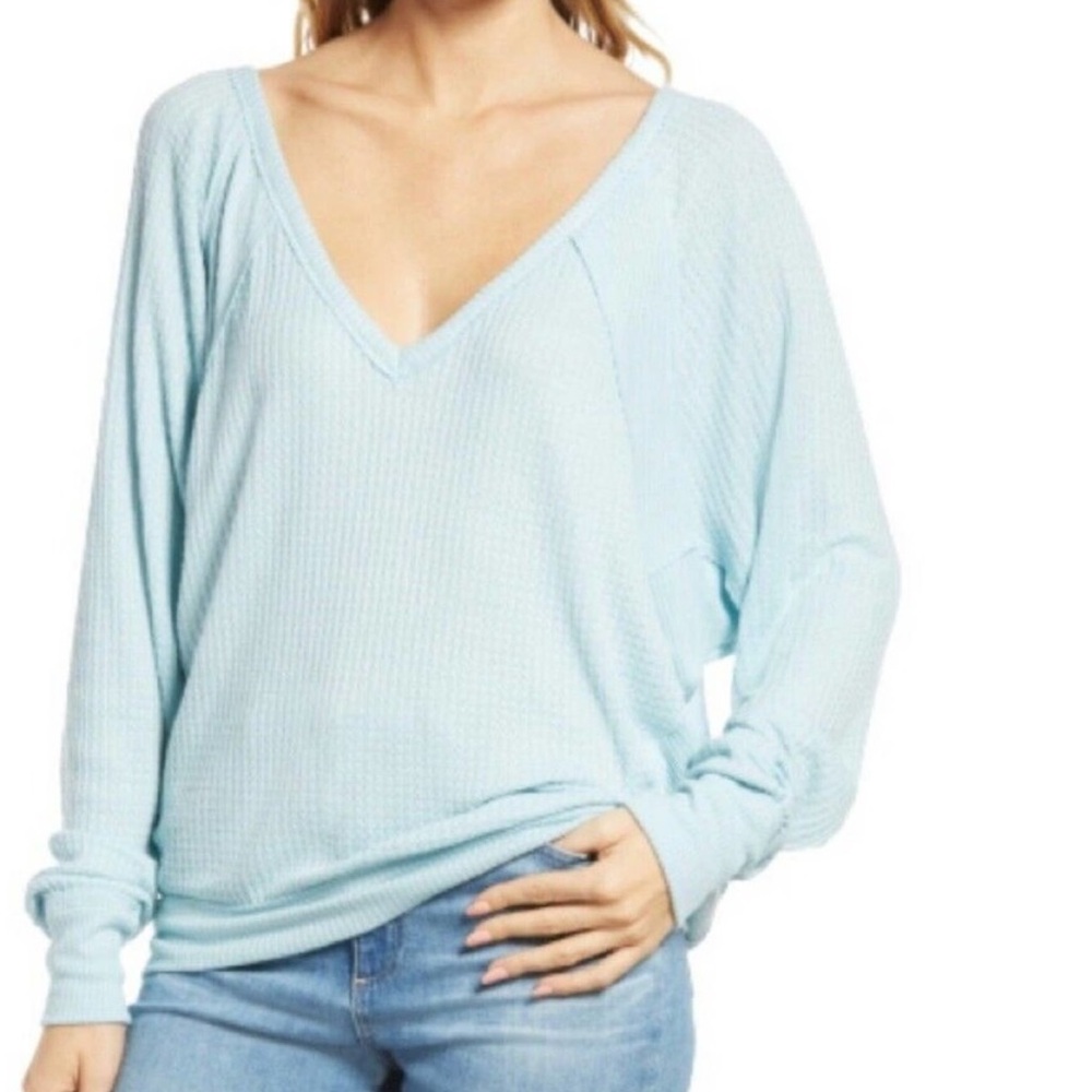 We the Free People Santa Clara thermal top sz medium Touch of Sky
